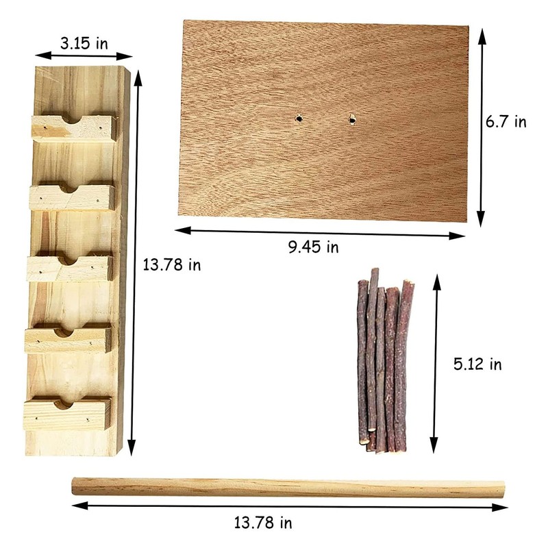 kathson Rabbit Jump Bar, Natural Wood Toy Set Adjustable Height