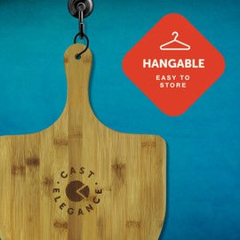 Cast Elegance 12 inch Bamboo Pizza Peel Wood for Oven- Pizza Paddle w/Easy Glide Edges & Handle For Baking - Lightweight & Easy to Use Spatula for Baking - Perfect for Transferring & Serving