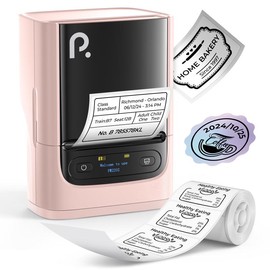 PM220S label machine, mini thermal barcode label printer Bluetooth portable suitable for various scenarios, with phones & computers, Springtok:_Pink* 1 Roll Tape
