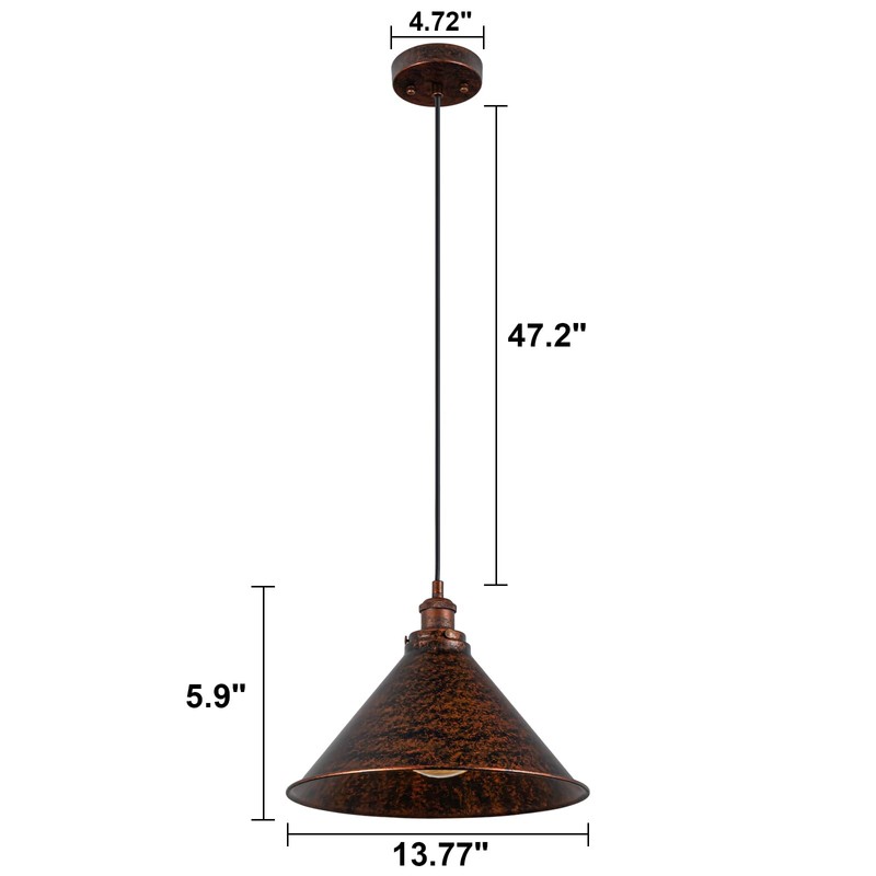 Lingkai 13.77" Farmhouse Pendant Light, Rustic Pendant Light Fixture Hanging