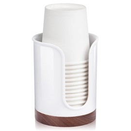 housewife cabinets Premium Bathroom Cup Dispenser Countertop - Paper Cup Holder for 5 6 oz Bathroom Cups, Bathroom Storage Organization - PC/Walnut, Black, Pack of 1