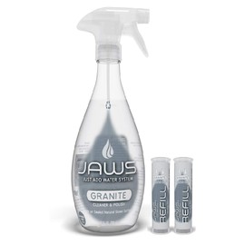 JAWS Granite Cleaner & Polish Bottle with 2 Refill Pods. Refillable Cleaning Supplies.