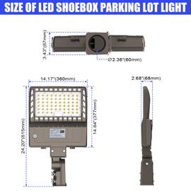 150w High Voltage 347v 480v LED Shoebox Area Light Parking Lot Lighting Street Lamp Stadium Light Flood Light Type III Distribution 5000k Daylight UL DLC Lighting Facts (150w 347/480v, Slip Fitter)