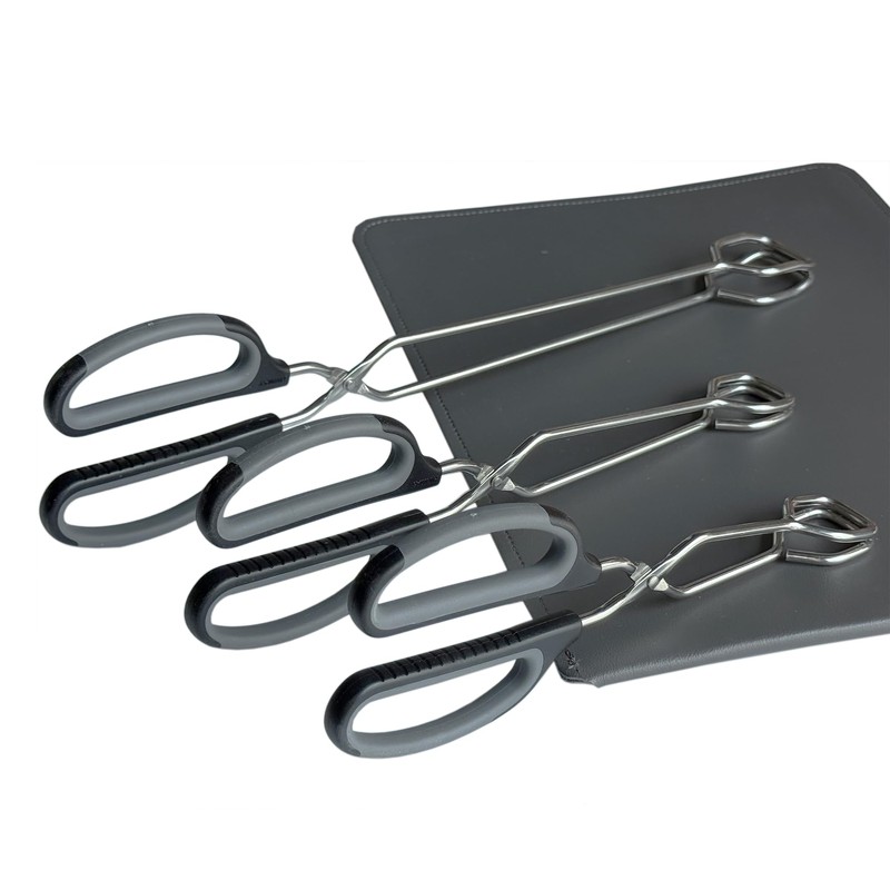 HINMAY Stainless Steel Scissor Tongs Cooking Tongs Set, Set of