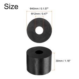 QUARKZMAN Pack of 4 Rubber Washers Rubber Spacer 40 mm Outer Diameter 12 mm Inner Diameter 30 mm Height Round Antivibration Spacer Rubber Bushings Grommets Thick Rubber Washers for Car Accessories