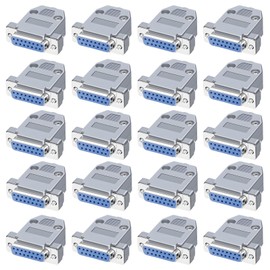 Willwewon DB15 Solder Connector, 2 Row 15 Pin RS232 D-SUB Breakout Board Terminal Adapter with Case Assortment Kit (20Pcs Female)