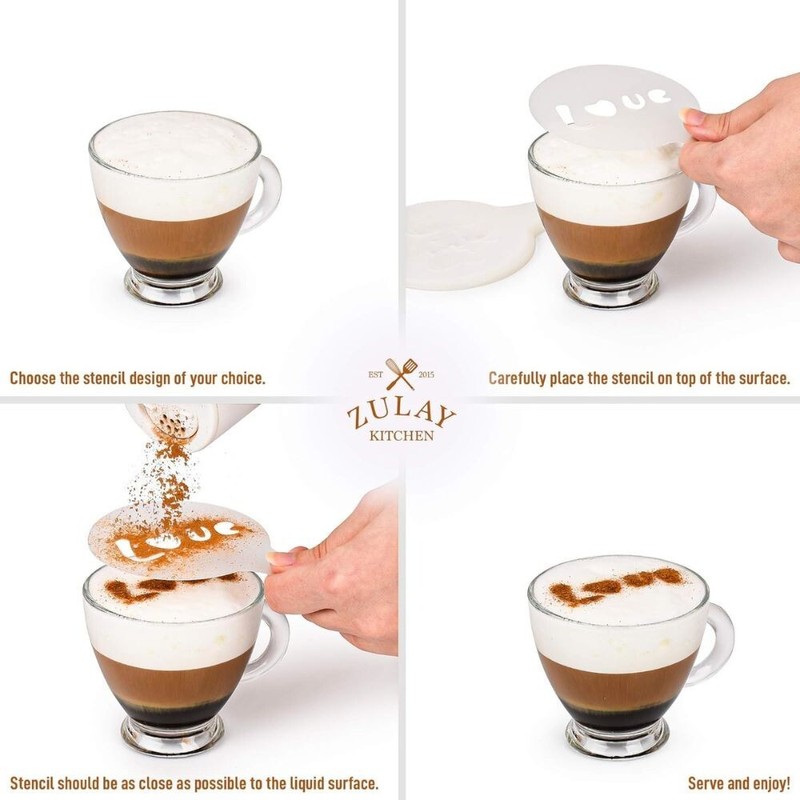 Zulay Kitchen 16 Pcs Coffee Stencils for Latte Art -