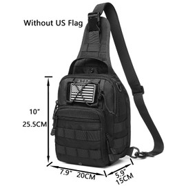 ATBP Small Tactical Sling Backpack Bag Pack for Men Military Shoulder Bag Molle Crossbody Bag for Hiking 6 Liters, Black 2 Packs, Daypack Backpacks