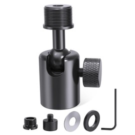 Ball and Socket Head Microphone Adapter with Angle Adjustment [All Metal], Universal Mic Stand Adapter for Audio Studio & Live Performance Mic Setups with 5/8" & 3/8'' Adapters