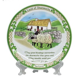 Royal Tara Blessing Plate Farm Print Land of Shamrock Ceramic Bone China Kitchenware Souvenir St Patrick's Day Housewarming Gift Diameter 4"", medium