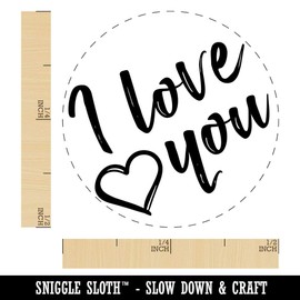 I Love You in English Heart Rubber Stamp for Stamping Crafting Planners - 1/2 Inch Mini