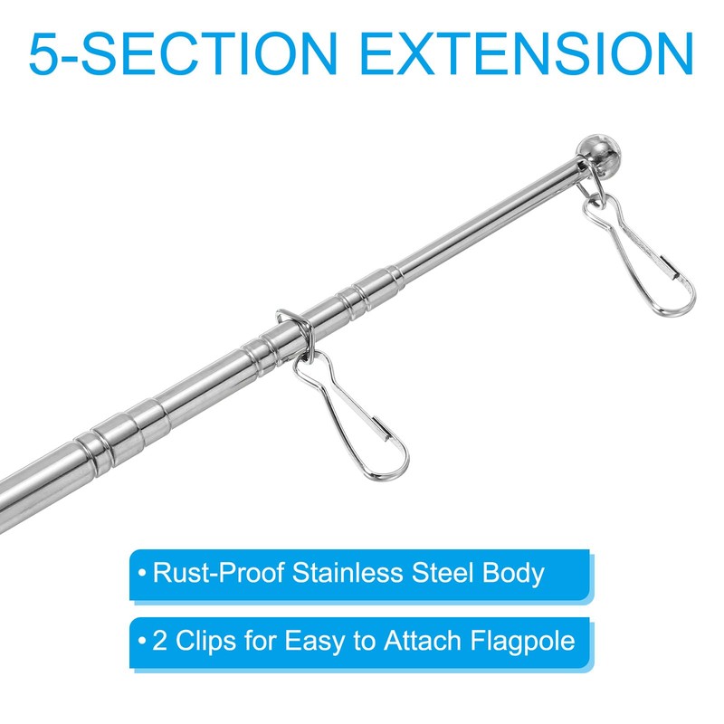 PATIKIL 1M Portable Stainless Steel Flagpole Handheld Flag Pole -