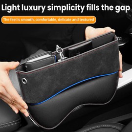 JNNJ Car Seat Gap Filler Organiser, PU Leather Car Organizer for Front Seat Gap Filling, Multi-Function Auto Seat Gap Storage Pocket, Console Side Pocket Storage Box For Cellphones Cards Wallets