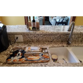 Caroline's Treasures DAC1737DDM Bernese Mountain Dog Fall Kitchen Pumpkins Dish Drying Mat Absorbent Dish Drying Mat Pad for Kitchen Counter Dish Drainer Mat for Countertop, 14 x 21", Multicolor