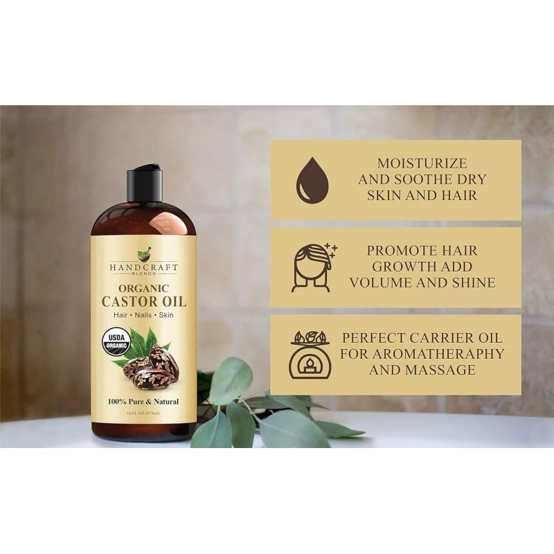 Organic Castor Oil Aceite De Ricino Natural Organico 16 oz