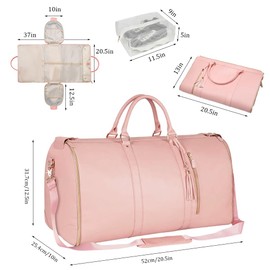 Travel Bag Foldybag, Travel Bag Foldable, Large Waterproof Foldy Bag, PU Material Convertible Hand Luggage (Pink)