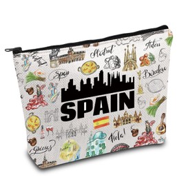 Spain Travel Makeup Bag Espana Travel Gift European Vacation Gift Spain Europe Country Trip Zipper Travel Bag (Spain Bag)