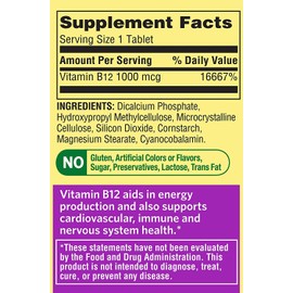 Spring Valley Vitamin B12 Timed Release Tablets, 1000 mcg, 150 Count (Pack of 2, 300 Count Total) (150 Count (Pack of 2))