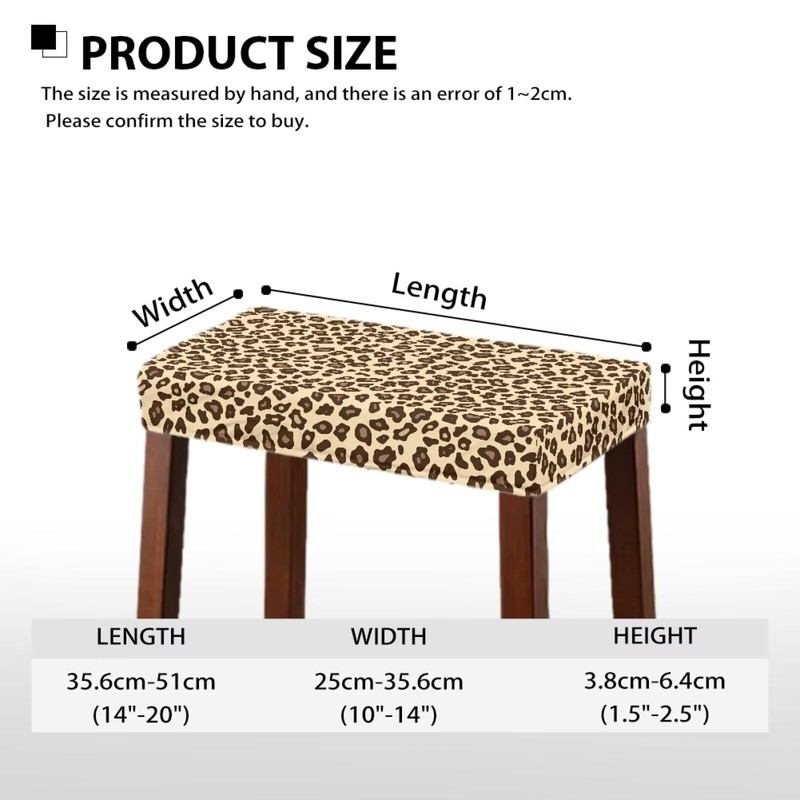 Luarisgur Bar Stool Rectangle Seat Covers Brown Leopard Print Bar
