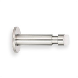 Wall Mounted Doorstop | Natural Silicone White Rubber | Adhesive or Screw Installation | Stainless Steel | 3.5''-5.11'' Regulable Length | Mod. 182 and KIT