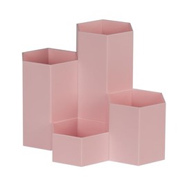 WEDO Hexagonal Butler Honeycomb Pen Holder - 4 Different Heights - Pink
