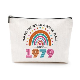 VICBOU 45th Birthday Gifts for Women Grandma Mom, Inspirational Birthday Gifts for 45 Year Old Woman Funny Rainbow Makeup Bag Mothers Day Christmas Cosmetic Bag for Female Her Wife Mama Friends Aunt