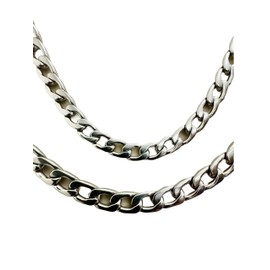 Cuban Link Chain Silver Plated Stainless Steel Necklace Hip Hop Rope Chain (9mm)