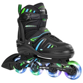 METROLLER Adjustable Inline Skates for Girls Boys with Light up Wheels Roller Skates Kids Youth Fun Beginner Blades Youth Ages 5-8 8-12 Adults Outdoor
