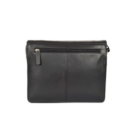 Womens Real Leather Organiser Shoulder Flap over Cross Body Bag Puerto Rico Black