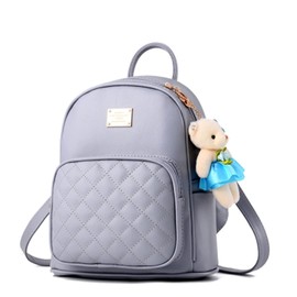 BAG WIZARD Leather Backpack Purse Satchel School Bags Travel Daypacks for Womens Teen Girls Mini Backpack (Light grey)