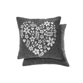 Emma Barclay Amor Heart - Cushion Cover in Charcoal - 17x17 (43x43cm)