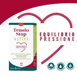 ERBA VITA Tensio Stop Active integratore alimentare per l’equilibrio della pressione con Olivo, Biancospino e Aglio nero
