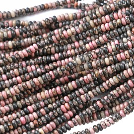 2x4MM 155PCS Black Rhodochrosite Rhodonite Tube Rondelle Abacus Disk Spacer Loose Beads for Jewelry Making