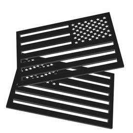 2 Pack Embossed 3D All Black American Flag Emblem Decal Stickers, 4mm Thickness Acrylic Cut-Out USA Car Military Patriotic Emblem Compatible with Jeep, Trucks, RV, SUV and More