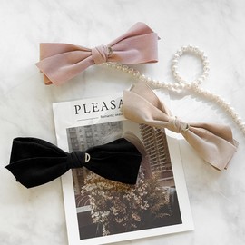 (3 types) Burnaby Soft Lovely Hair Ribbon Pin Indie Pink / (3종) 버나비 소프트 러블리 헤어 리본핀 인디핑크