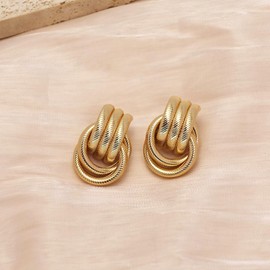 Chunky Gold Knot Earrings Geometric Drop Dangle Earrings Long Twisted Earrings Statement Earring Jewelry for Women