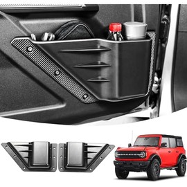 LEPZ 2PCS Front Door Storage Pockets for Ford Bronco Accessories 2024 2023 2022 2021,Side Organizer Box Compatible for Bronco 2/4 Door, Interior Storage Expansion Cup Holder Accessory