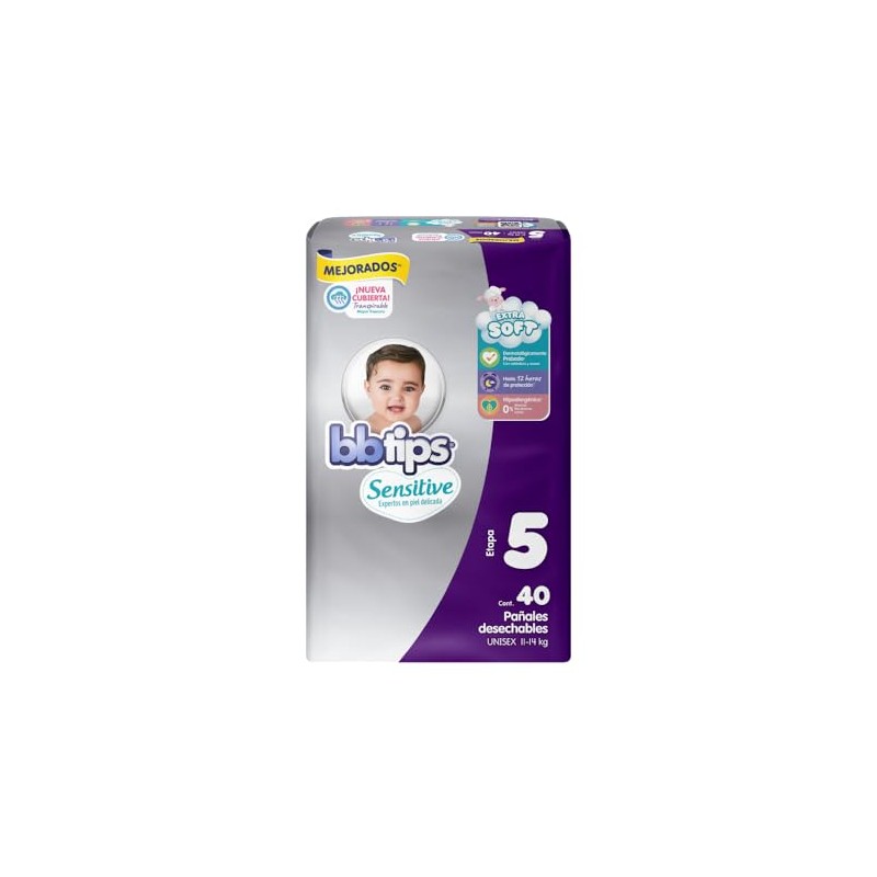 Bbtips Pañal Bebé Sensitive Talla 5 Extra Grande 160 Piezas,