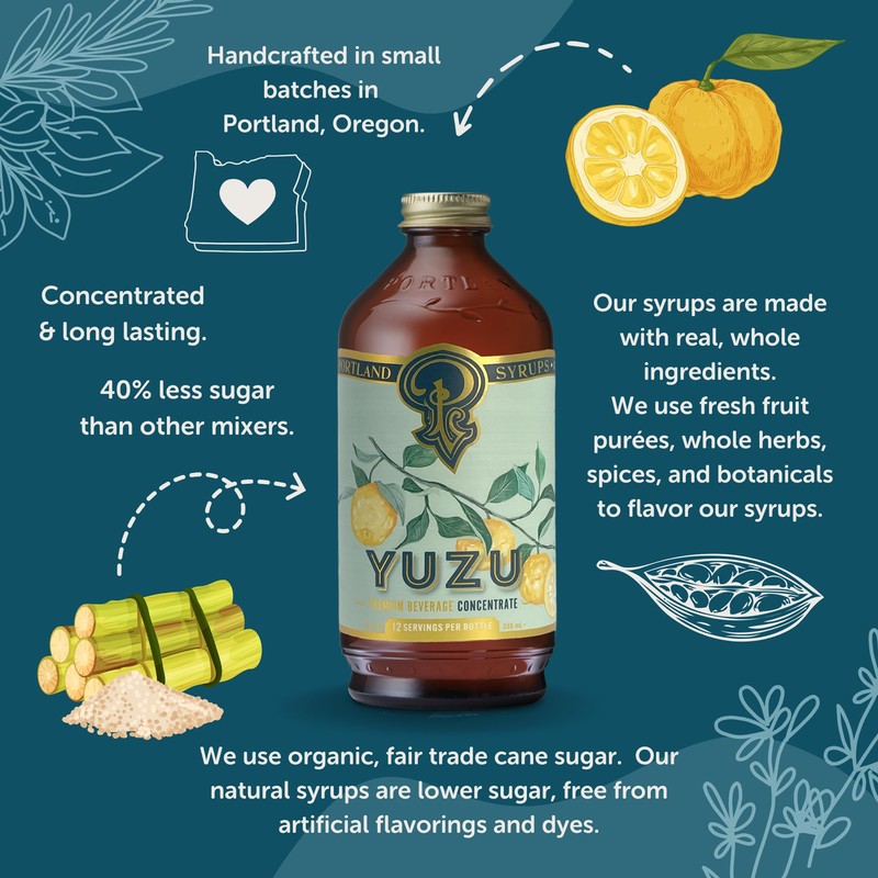 Portland Syrups Yuzu Syrup - Premium Beverage Concentrate for Delicious