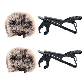 Pin Microphone Accessories Windproof Noise Reducing Hairy Windscreen 2pcs Mini Microphone Clip Microphone Clip Holder Mic Lapel Tie Clip Holder 2pcs Black Set of 4