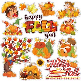 PHOGARY Fall Cruise Door Decorations Magnetic, 14pcs Autumn Cruise Magnets for Door Decoration, Fall Pumpkin Maple Leaf Magnets for Metal Doors Car Refrigerator Thanksgiving Carnival Ship Decor