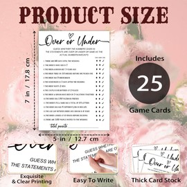Minimalist White Bridal Shower Games, Over or Under Bridal Shower Game for 25 Guests, Funny Wedding Games for Rehearsal Dinner, Wedding Bachelorette Engagement Party Supplies-B08