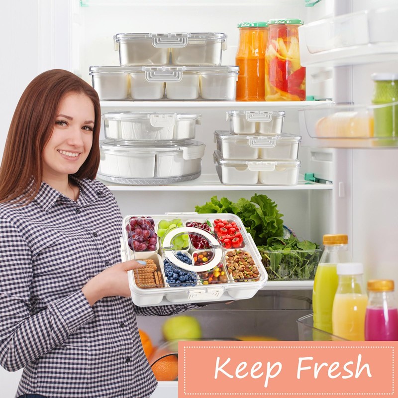 TUYSKE Snack Box Container-Divided Serving Tray with Dishwasher Safe Inner