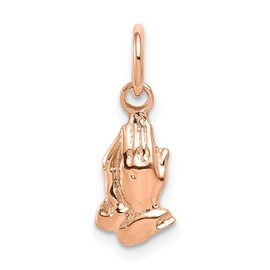 Saris and Things 14k Rose Gold Praying Hands Charm Pendant