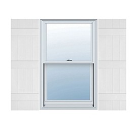 Ekena Millwork Lifetime Vinyl LJ4S14X05900WH Standard Four Board Joined, Board-n-Batten Vinyl Shutters, w/Installation Shutter-Lok's & Matching Screws (Per Pair), 14"W x 59"H, White