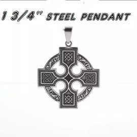 Fashion Jewelry Big PAGAN CELTIC KNOT CROSS IRISH Pendant On 925 Silver Plated 24" Necklace men