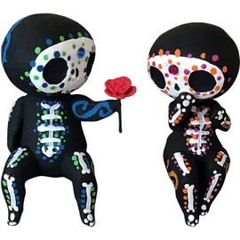 HOWADE Sugar Skull Figurines, Lovely Resin Crafts Sugar Skull Couple Statue Decor, Resin Skeleton Couple Figurine Gothic Tabletop Ornaments for Mother's Day and Valentine Home Decoration
