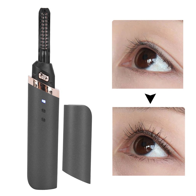 Black Electric Eyelash Curler LongLasting Heated Curler USB Charge Eyelash