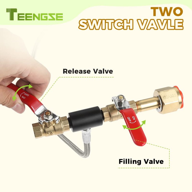 TEENGSE CGA320 G1/2 Co2 Cylinder Refill Adapter Hose, CO2 Refill