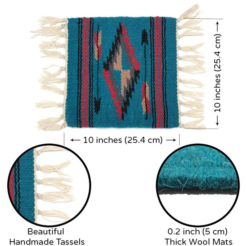 Southwest Handwoven Chimayo Wool Style Mats. Perfect for Rustic Decoration